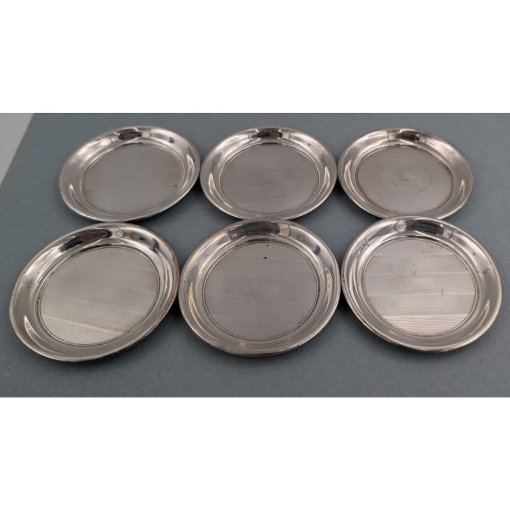 International Sterling Silver Butter Pat Dishes Plates 3" Set of 6 103g